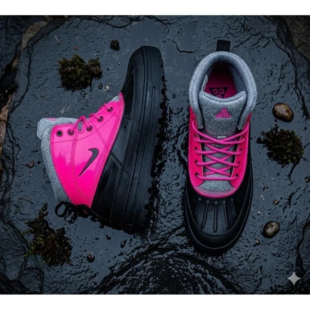 Nike ACG Woodside 2 High Pink Black Duck Boots 524876-600 Youth 6.5Y / Womens 8